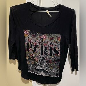 Black Paris Graphic Women's Top